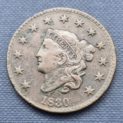 1830 Coronet Head Large Cent 1c Better Grade XF - AU Details #50151 Cover