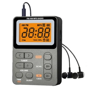 Portable Pocket Digital LCD AM FM Radio Stereo MP3 USB Rechargeable w/Earphones - Afbeelding 1 van 8