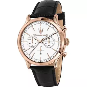 Orologio Maserati Epoca Cronografo uomo R8871618016 Pelle Nera cassa Oro Rosa - Foto 1 di 3