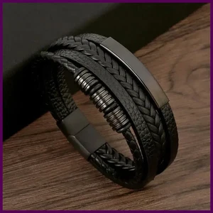 Klassisches Herren Leder Armband New Style Handgewebt Mehrlagig Kombination - Bild 1 von 59