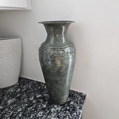 Decorative Hosley Embossed Metal Tall Floor Vase - Image 1 of 4