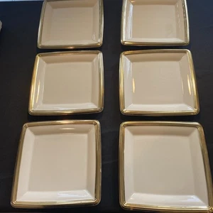 LENOX Eternal Nouveau 9 X 9 inches Gold Trim Platter Plate Set Of 6 - Picture 1 of 5