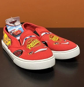 Disney Pixar Cars Lightning McQueen Canvas Slip On Shoes Rust-eze Youth Sz 12 - Picture 1 of 11