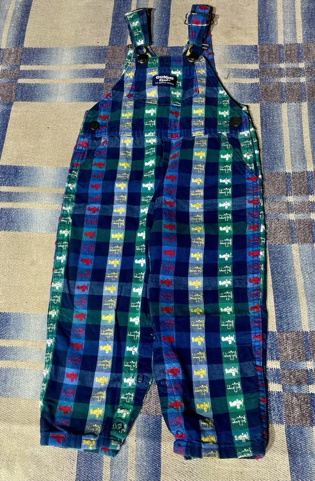 Mono de Colección Años 80 Niños Osh Kosh Plano Estampado Talla 3T Hecho en EE. UU. Foto 1 de 4