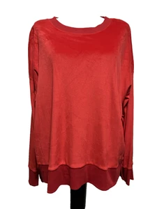 SECRET TREASURES Sleepwear Red Long Sleeve Velour Sweatshirt Sz XL - Picture 1 of 10