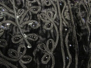 Black Velvet Beaded Sequined Vest F - Picture 1 of 2