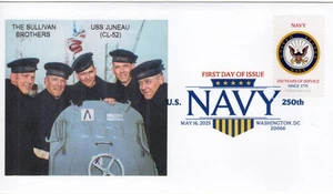 The Sullivan Brothers USS Juneau CL 52 Sunk USN 250th Stamp FDC See Description - Picture 1 of 2