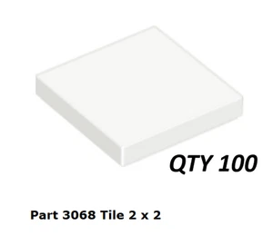 LEGO weiße 2x2 flache Fliese - Teil 3068 - brandneu - Menge 100 Stck. - Bild 1 von 1