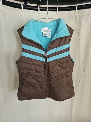 One Step Up Reversible Niñas Talla Med.  Chaleco con cremallera Flease marrón/azul bebé Foto 1 de 4