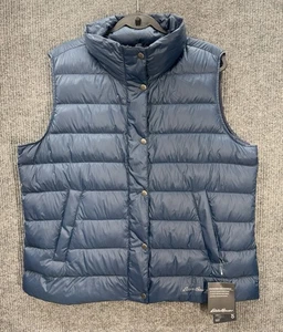 Eddie Bauer 650 FP StratusTherm Down Vest Womens XL Blue Puffer Full Zip NEW - Picture 1 of 11