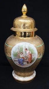 VICTORIA Tschechoslowakei China 18" 24 Karat Gold/Weiß Deckel Urnenvase RAR  - Bild 1 von 5