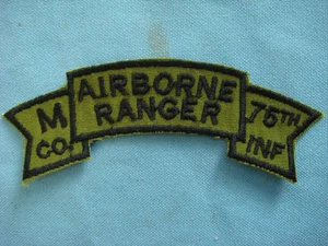 VIETNAM WAR SCROLL SUBDUED PATCH, US M co. 75th INFANTRY RGT AIRBORNE RANGER - Picture 1 of 2