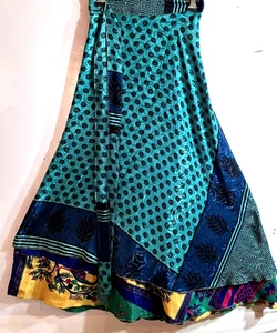 Incredible-art Vintage Silk Sari Magic Wrap Skirt Reversible Double Layer skirt - Picture 1 of 6