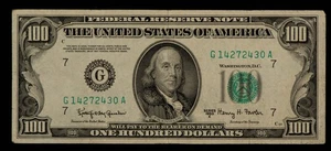 FR 2162-G $100 1950 E Federal Reserve Note US - VF - SKU-CA1843 - Picture 1 of 2