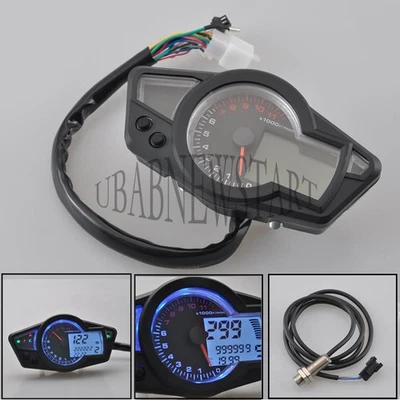 Motorcycle 11000 RPM LCD Digital Odometer Speedometer Gauge Instrument Black - Image 1 of 4
