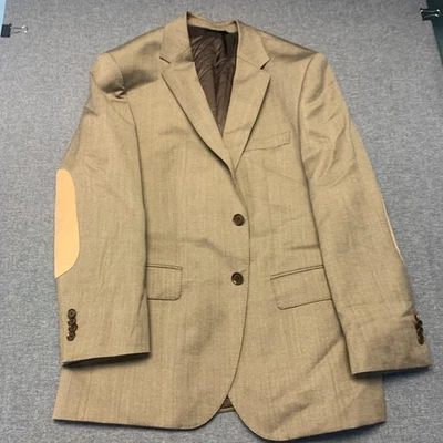 Hugo Boss Men's Blazer Size 40S Brown Lanificio Biella Herringbone Elbow Patches - Image 1 of 4