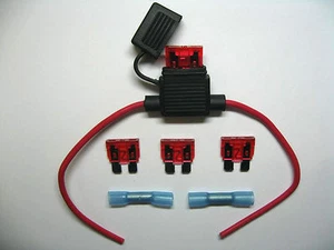 In Line standard waterproof Blade Fuse Holder fuses 10a 10amp kit car boat bike - Afbeelding 1 van 1