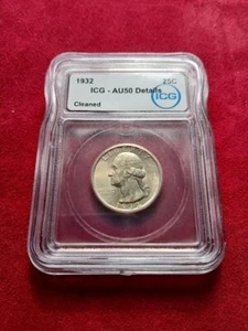 1932 Washington Quarter AU50 First Year in the series and free shipping in USA - Picture 1 of 2