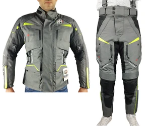 Tuta motociclista completo moto giacca e pantaloni anti acqua pioggia protezioni - Foto 1 di 16