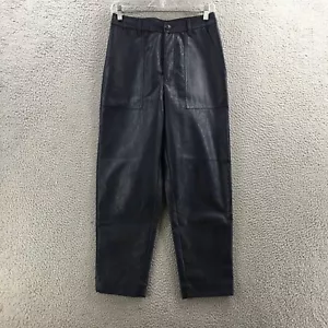 Rachel Comey Straight Pants Womens 6 (actual size 29x26) Blue Faux Leather Zip - Picture 1 of 16