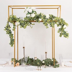 Gold 48 in Rectangle Top Metal Floral DISPLAY STAND Centerpiece Party Events - Picture 1 of 9