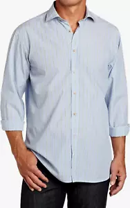 Camisa con botones Scott James para hombre Morton a rayas manga larga, verde/azul, XXL - Imagen 1 de 3