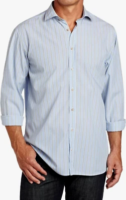 Camisa de hombre Scott James Morton a rayas manga larga con botones, verde/azul, XXL Foto 1 de 3