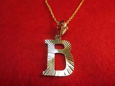 14KT GOLD EP  SPARKLING CUT BLOCK LETTER B WITH 16"-30" ROPE CHAIN SET