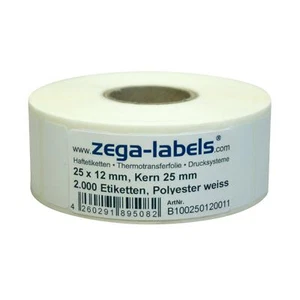 Thermotransfer Etiketten Rolle 25x12mm PET Polyester Folie weiss Typenschilder - Bild 1 von 1