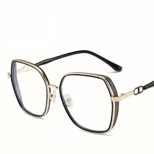 Fashion Reading Glasses Retro Oversize Glasses Women black and gold clear - Picture 1 of 4
