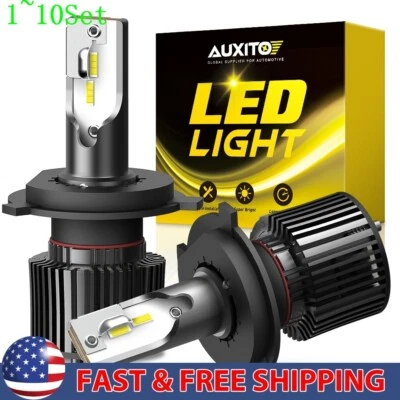 AUXITO H4 LED Headlight Bulb Kit Hi-Low Beam 6500K Super White 60000LM  1-10Set - Image 1 of 4
