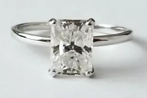 2.00 Carat Radiant Cut Moissanite Solitaire Ring CHARLES & COLVARD - Picture 1 of 6