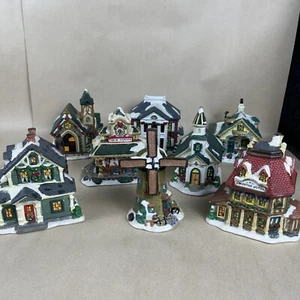 Vintage Cobblestone Corners Christmas Winter Villages Lot Of 8 - Picture 1 of 17