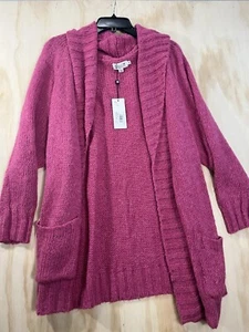 Cárdigan Mantón Tejido Molly Bracken Rosa Caliente Cuello Bolsillo Nuevo con Etiquetas Talla Pequeña - Imagen 1 de 8