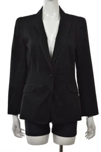 Comptoir Des Cotonniers Womens Jacket Size 44 Black Solid Blazer Long Sleeve - Picture 1 of 5