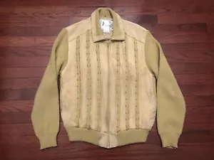 GIACCA IBRIDA VINTAGE ANNI 70 BRONZINI PELLE SCAMOSCIATA UOMO BEIGE MEDIO MARRONE CHIARO M e - Foto 1 di 5