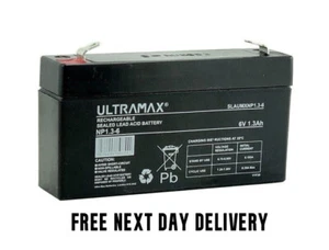 NP1.3-6 Ultramax 6v 1.3Ah Lead-Acid VRLA Battery, Same as Yuasa 6v 1.2Ah NP1.2-6 - Picture 1 of 7