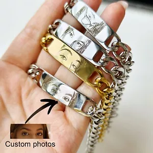 Personalized Photo Eyes Couple Bracelet Customized Picture Stainless Steel Gift - Picture 1 of 13