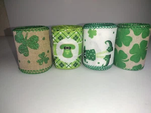 St. Patrick Wired Ribbon 2.5" 4 Rolls for Gift Wrapping, Wreath & Party Decorati - Picture 1 of 12