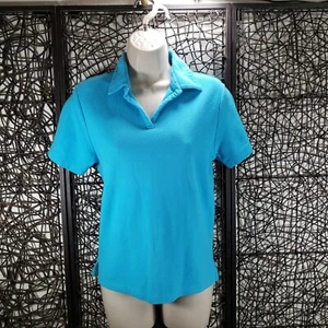 PENDLETON WOMENS NO BUTTON POLO PULLOVER SHIRT SIZE S BLUE COTTON - Picture 1 of 6
