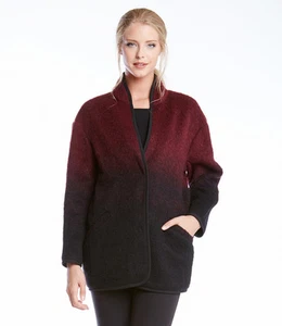 Nueva Chaqueta de Viaje (Abrigo) Karen Kane para Mujer Vino Rojo y Negro Ombre Tallas M L - Imagen 1 de 3
