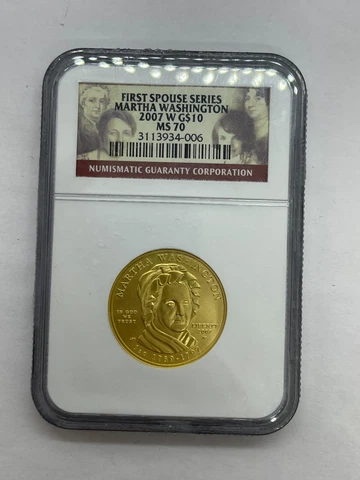 2007 W $10 Martha Washington 1/2 Oz 24K Gold First Spouse Coin NGC MS70 Cover