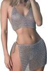 Medieval Aluminum Butted Chainmail Bikni Set Cosplay Sexy Halter Bra Mini Skirt