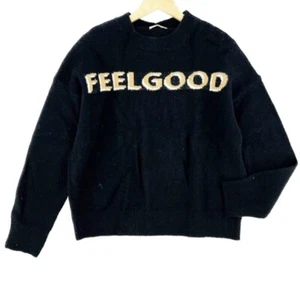 “Feel Good” Round Neck Soft Black Slouchy Knit Sweater - Picture 1 of 6