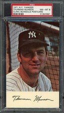 1971 N.Y. Yankees Clinic Schedule Postcard Baseball Thurman Munson PSA 8
