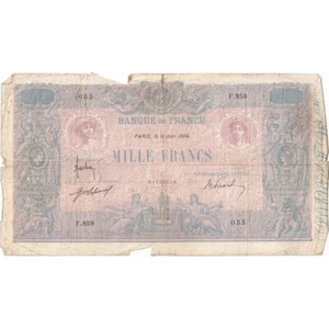 [#1292434] France, 1000 Francs, Bleu et Rose, 1914-06-06, F.859, VF - Picture 1 of 2