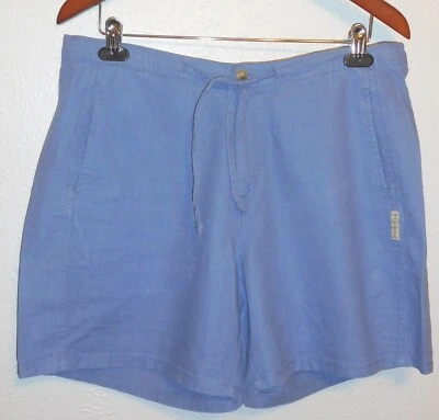 Pantalones Cortos Columbia Para Mujer Talla Grande Lino Mezcla Algodón Azul con Cordón Cintura Foto 1 de 2