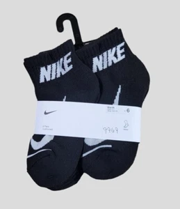NIKE Boy Socks Ankle Cushioned School Kids 6 Pair Shoe Size 10C-3Y Black - Picture 1 of 5