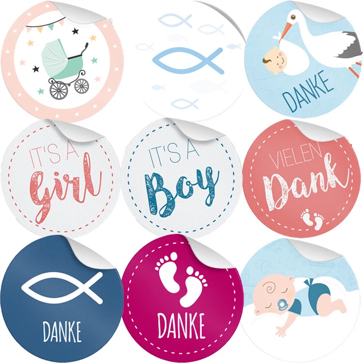 24x Sticker Taufe Geburt Baby Danke Dankeschön Vielen Dank Aufkleber Kind Feier - Bild 1 von 1