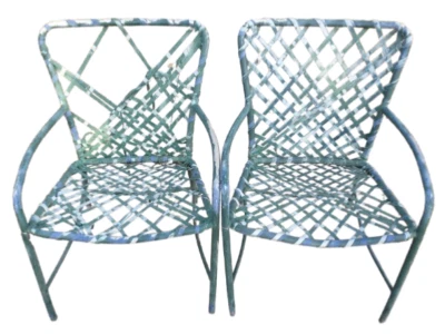 Muebles de patio exterior vintage marrón Jordan verde Tamiami 2 sillas Foto 1 de 4